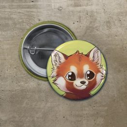 badge portrait petit panda roux
