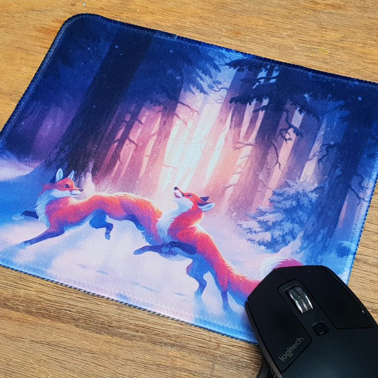 Tapis de souris Renard en Automne, illustration, décoration de bureau