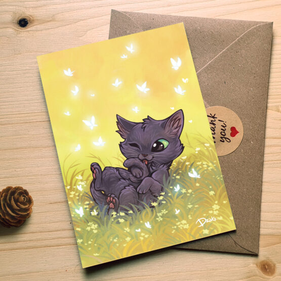 Carte • Chat Noir Papillons