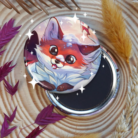 Badge/Magnet brillant • Renardeau de Noël