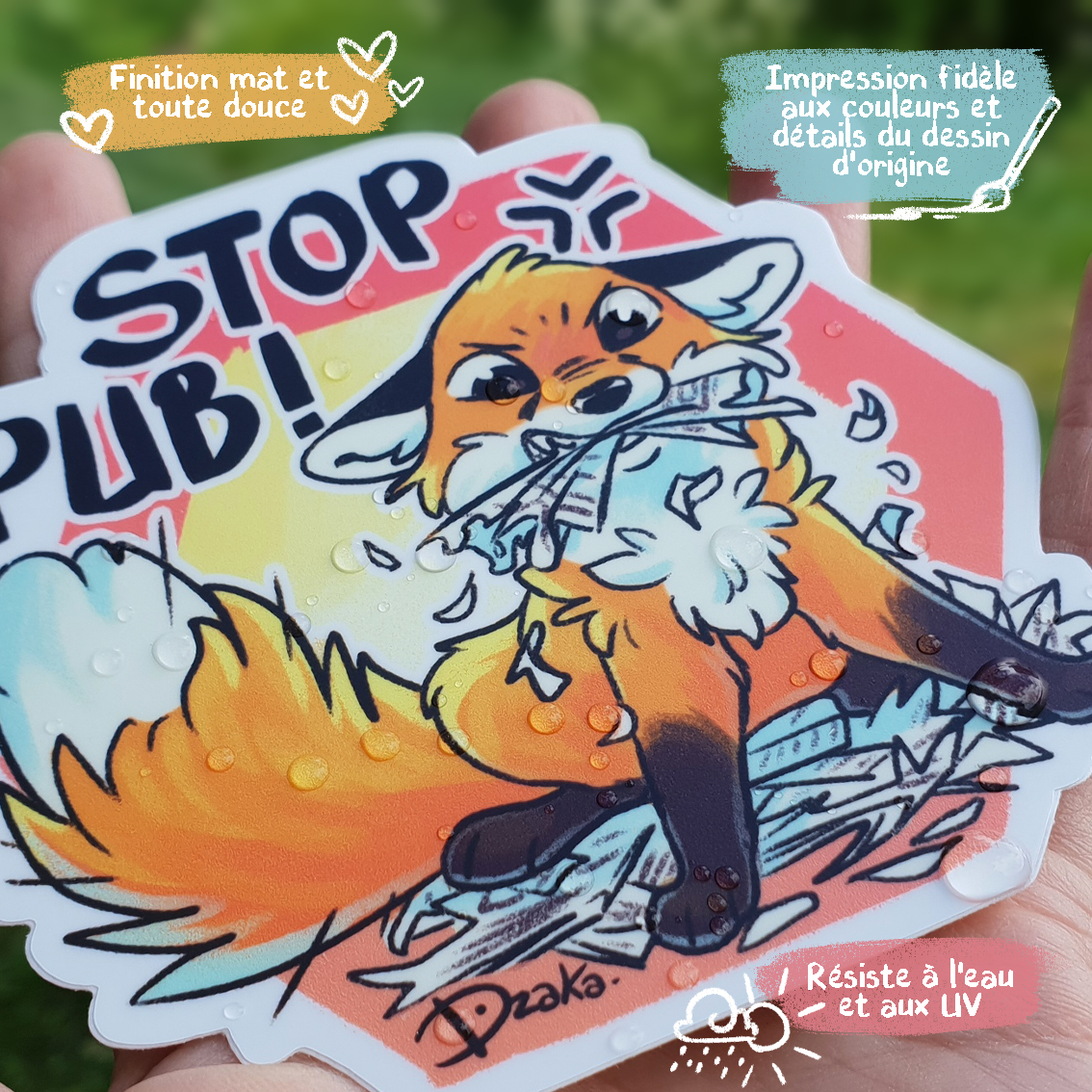 Stickers Stop Pub • Renard Ecolo – Dzaka