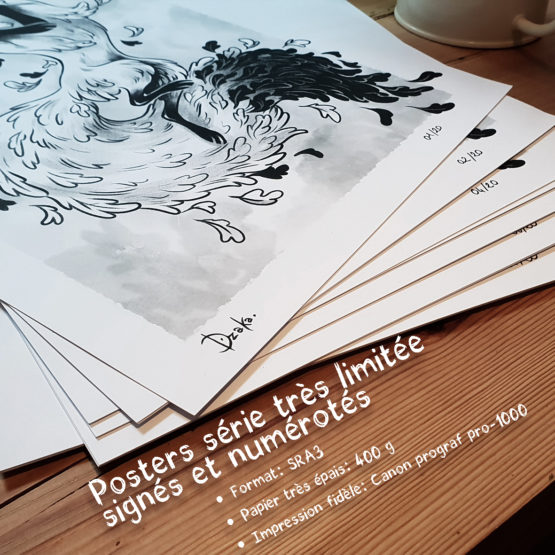 Édition Limitée A3 • Cerf Renard Noir et Blanc – Image 3