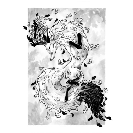 Édition Limitée A3 • Cerf Renard Noir et Blanc – Image 10